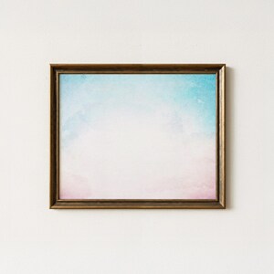 Pastel Watercolour Wash Print, Soft Sky Background Wall Art, Minimalist Digital Download, Abstract Painting, KT Watercolours, P0061