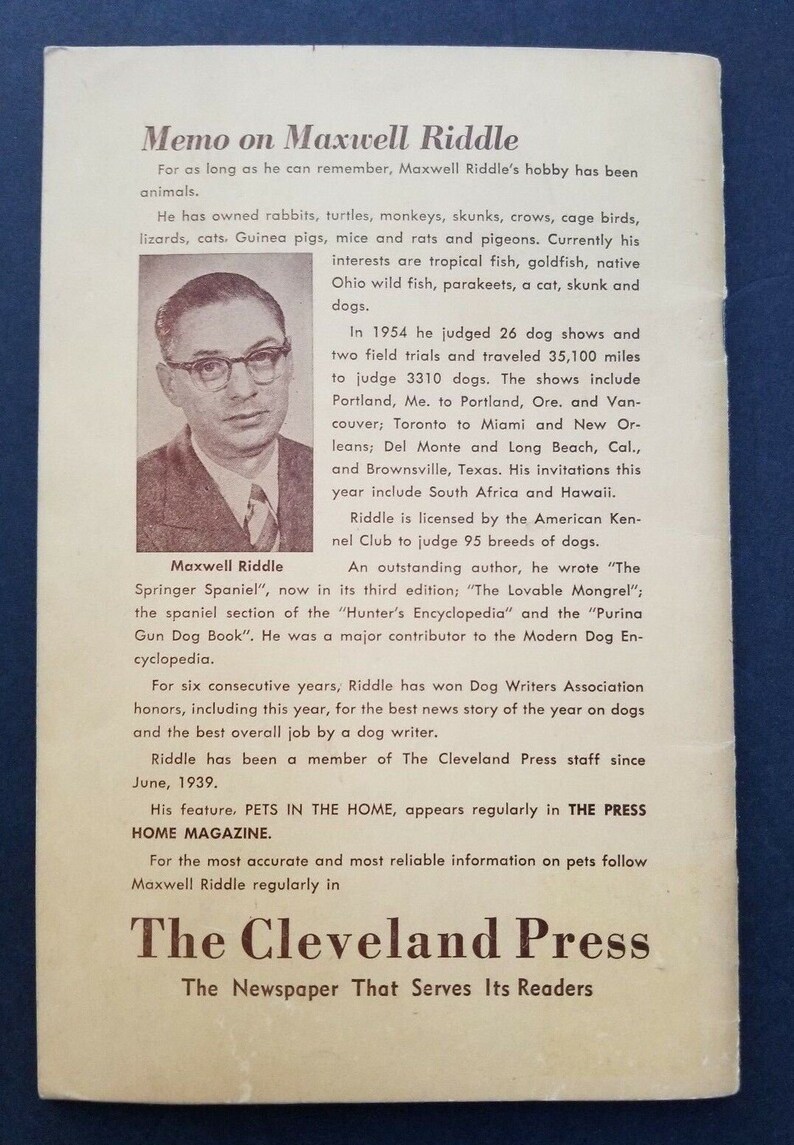 Maxwell Riddle Pointer Pets in the Home Pamphlet Ravenna Cleveland Press Maxwell Riddle - Etsy