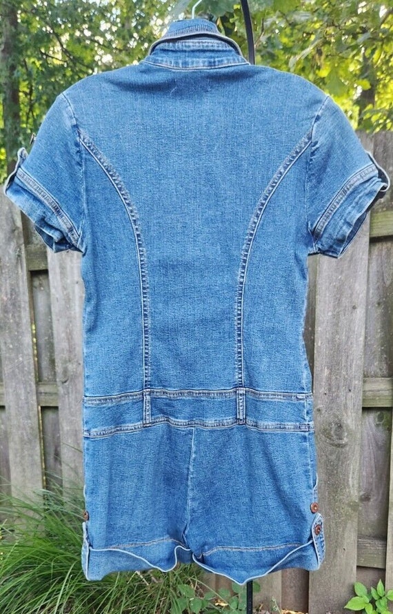 Hot Kiss Denim Romper Blue Jean Juniors Medium - image 3