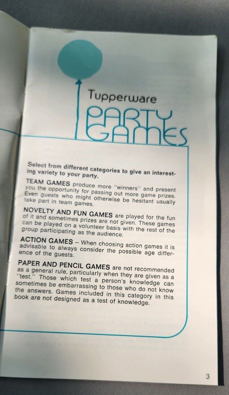 Tupperware Party Games Booklet Pamphlet - Etsy