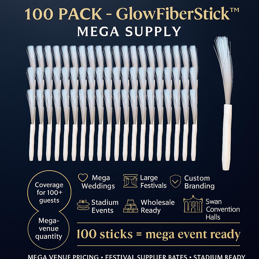 Enchanted Glow Wands - 100 Pack CUSTOMIZABLE LED Fiber Optic Light Sticks for Weddings, Parties & Celebrations - Safe Sparkler Alternative