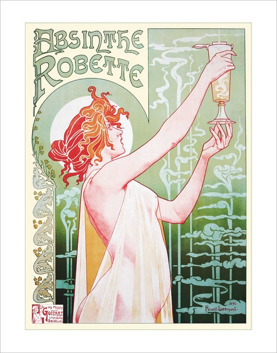 Absinthe Poster Vintage French print Absinthe Robette Etsy