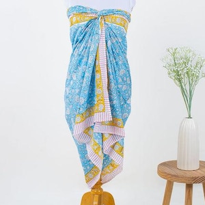 Blockprint Jaipur natural dyed organic cotton scarf/sarong/pareo, natural block printed cotton, vegetable colours, light scarf, beach ware