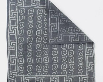 Batik Block Print Cotton Bandana: Boho Geometric Head Scarf
