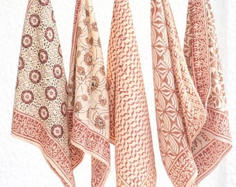 Hand Block Print Baumwolle Bandana - Boho Cowboy Halstuch - 5er Set