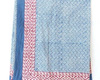 Hand Blockprint Cotton Sarong, Indian Floral Beach Wrap, Shawl