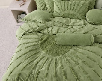 Boho Sun Tufted Duvet Cover Set: Luxury Percale Cotton Bedding