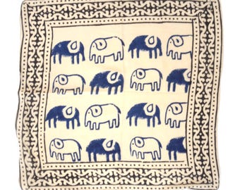 Pañuelo de elefante estampado a mano: bandana de algodón indio