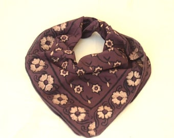 Organic Cotton Bandana Scarf: Hand Block Print Paisley Design