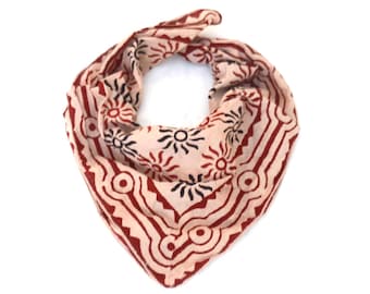 Bandana bawełniana z nadrukiem ręcznym, motyw słońca, szalik boho