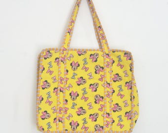 Bolso de mano acolchado de Minnie Mouse: bolso de hombro hecho a mano con estampado de dibujos animados