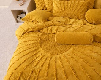 Boho Sun Tufted Duvet Cover Set: Luxury Percale Cotton Bedding