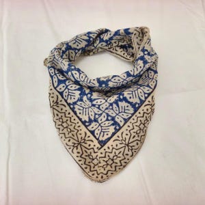Organic Cotton Bandana Scarf: Hand Block Paisley Print Head Wrap