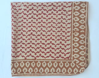 Hand Block Printed Cotton Bandana Scarf: Indian Boho Head Wrap