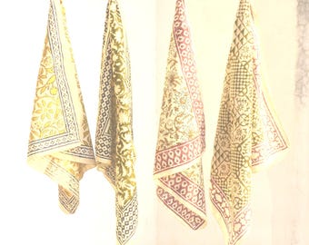 Paisley Bandanas aus Bio-Baumwolle: Lebhaftes Handblockdruck-Schal-Set