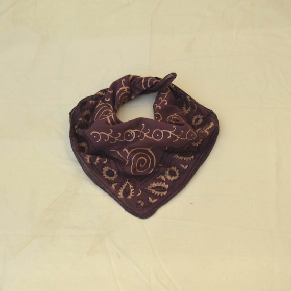 Organic Cotton Bandana Scarf: Hand Block Print Paisley Design