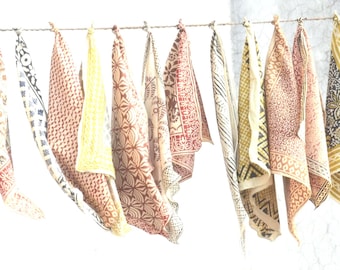 Hand Block Printed Cotton Bandana Scarf: Indian Boho Head Wrap