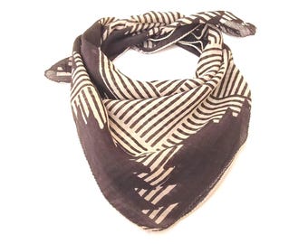 Handmade Batik Cotton Bandana: Boho Geometric Head Scarf