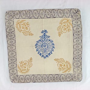 Hand Block Printed Paisley Bandana: Brown Black Floral Cotton Scarf