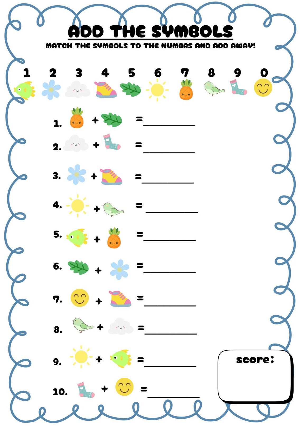 Colouful Math Worksheet Fun Colorful Math Worksheets for 1-3 Grade | Symbols,counting & Number ...