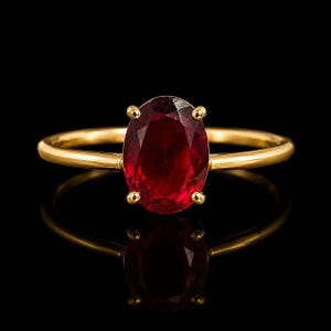Ruby ring, 18k goud vermeil, juli geboortesteen sieraden, echte ruby stapelbare ring, sierlijke rode edelsteen ring, cadeau voor haar, minimalistische gouden ring