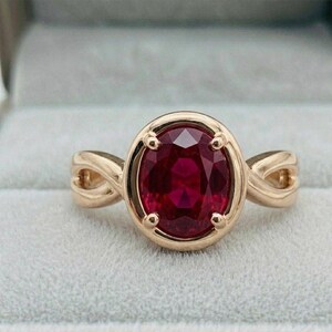 Robijnrode ring, ovale robijnrode gouden band, juli geboortesteensieraden, echte robijnrode oneindigheidsring, gouden edelsteenring voor vrouwen, minimalistische ring