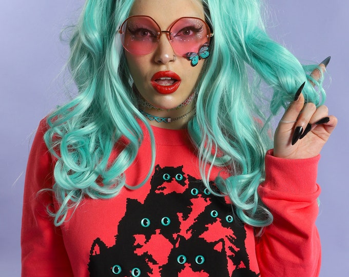 Crazy Kitty Sweatshirt Dress Coral - Etsy