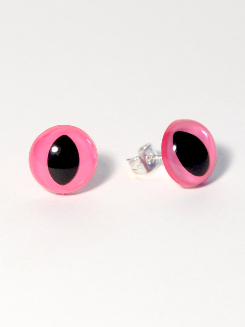 Pink Kitty Eye Earrings image 1