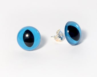 Blue Kitty Eye Earrings