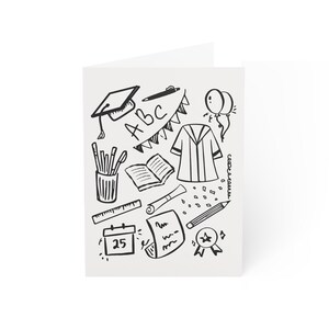 Jeu de cartes de voeux pour l'obtention du diplôme, collection de cartes artistiques pour les célébrations, notes de félicitations, intérieur vierge pour messages personnalisés