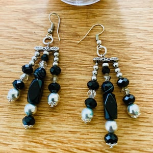 Simply Elegant Black & Silver Crystal Earrings