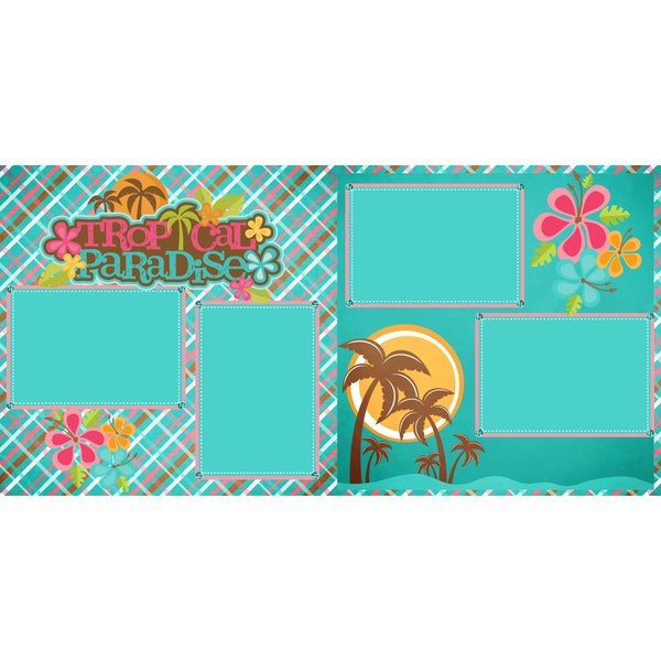 Tropical Paradise (2) - 12 x 12 Premade, Printed Scrapbook Pages by SSC Designs