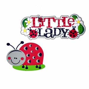 Little Lady Title  3 x 7 & 3x4 Ladybug Fully-Assembled Laser Cut Scrapbook Embellishment by SSC Laser Designs