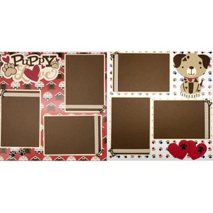 Puppy Love Premade, Hand-Embellished 2- 12 x 12 Scrapbook Page Premades by SSC Designs