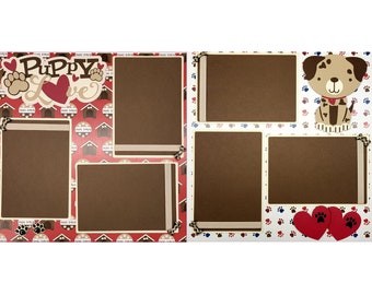 Puppy Love (2) - 12 x 12 Pages, Fully-Assembled & Hand-Crafted 3D Scrapbook Premade by SSC Designs
