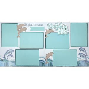 Dolphin Encounter Premade Embellished Two-Page 12 x 12 Scrapbook Layout by SSC Designs