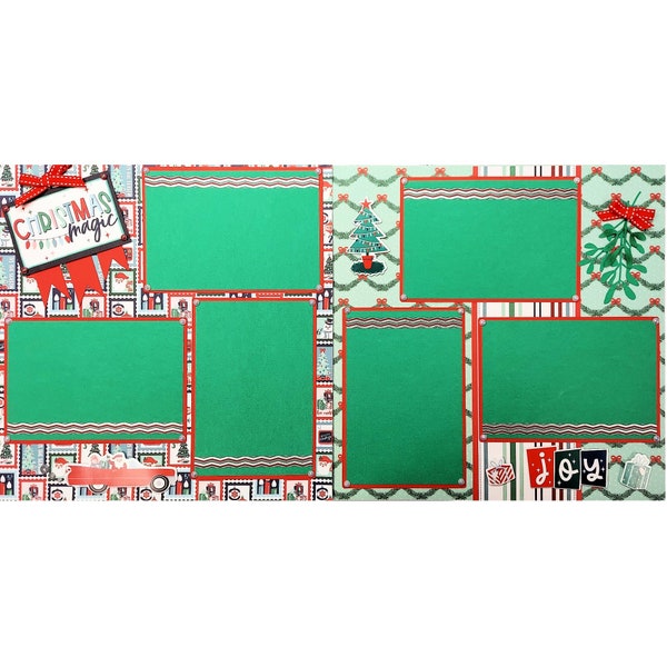 Christmas Magic  (2) - 12 x 12 Premade, Hand-Embellished Scrapbook Premade Pages by SSC Designs