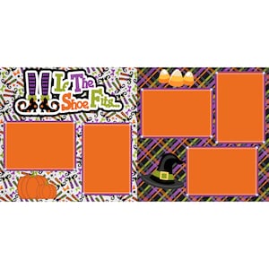 If The Shoe Fits Halloween (2) - 12 x 12 Premade, Printed Scrapbook Pages by SSC Designs