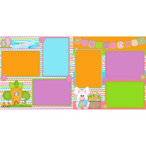Easter Time Collection Happy Easter (2) - 12 x 12 Premade, Printed Scrapbook Pages by SSC Designs