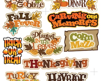 Quirky Quotes Collection Fall Sayings Laser Cut Scrapbook or Card Embellishments by SSC Laser Designs -10 pieces
