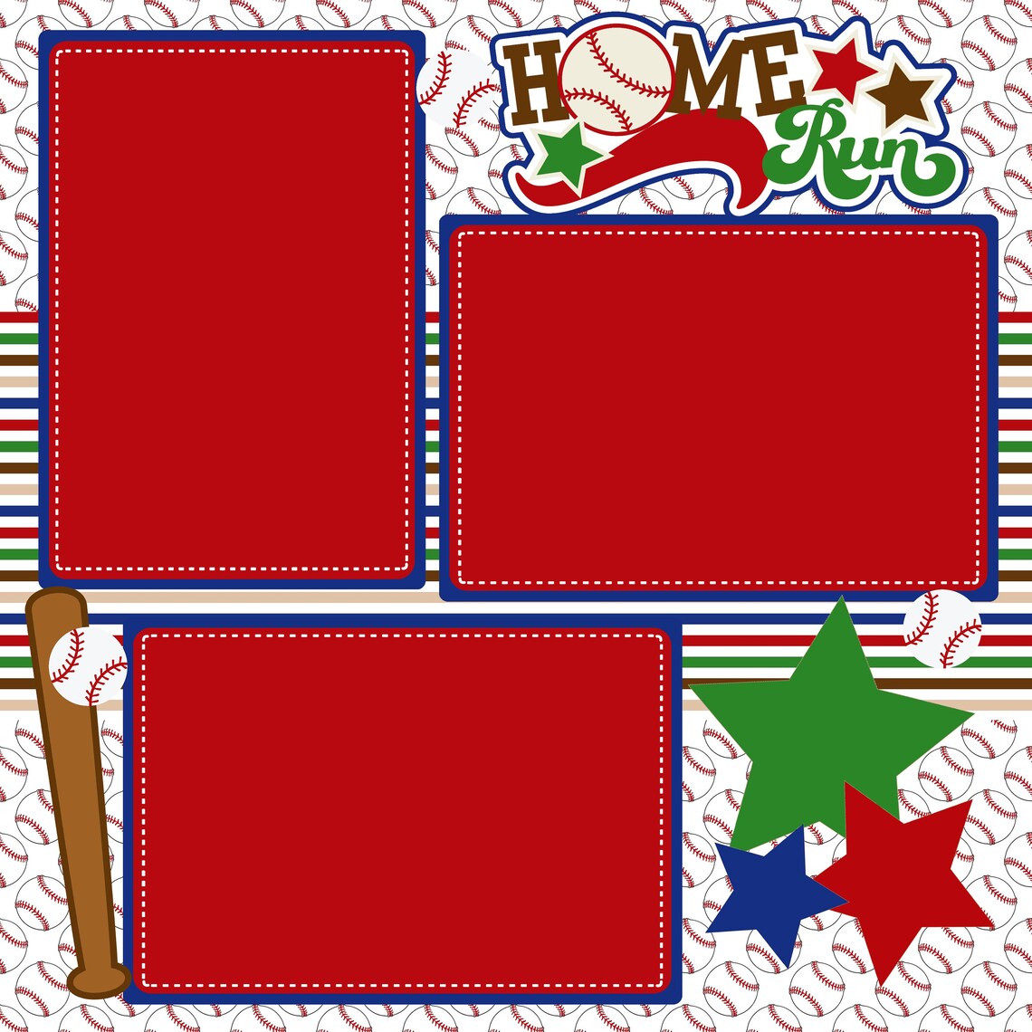 Baseball Home Run (2) - 12 X 12 Premade, Printed Scrapbook Pages by SSC ...