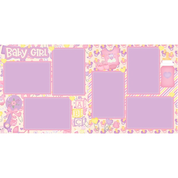 It's A Girl Collection Baby Girl (2) - 12 x 12 Premade, Printed Scrapbook Pages by SSC Designs