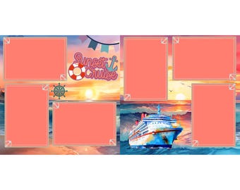 Cruising Collection Sunset Cruise (2) - 12 x 12 Premade, Printed Scrapbook Pages by SSC Designs