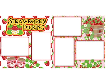 Picking Strawberries (2) - 12 x 12 Premade, Printed Scrapbook Pages by SSC Designs