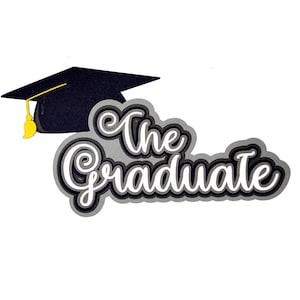 The Graduate Title 3.5 x 7 & Accessories Fully-Assembled Laser Cut Scrapbook Embellishment by SSC Laser Designs
