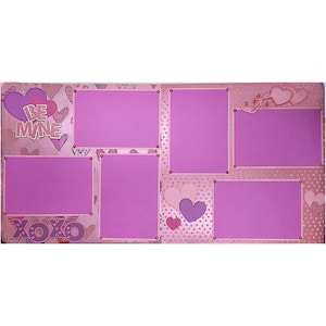 Be Mine Sweet Valentine Pre-made Embellished with Flocked & Shimmer Paper 2 - 12 x 12 Scrapbook Layout Pages by SSC Designs