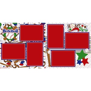 Baseball Home Run (2) - 12 x 12 Premade, Printed Scrapbook Pages by SSC Designs