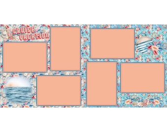 Cruise Vacation Nautical (2) - 12 x 12 Premade, Printed Scrapbook Pages by SSC Designs