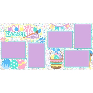 Coloring Easter Eggs (2) - 12 x 12 Premade, Printed Scrapbook Pages by SSC Designs