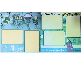 Baby Shower 2 - 12 x 12 Pages - Premade, Fully-Assembled and Hand-Embellished Scrapbook Layout by SSC Designs